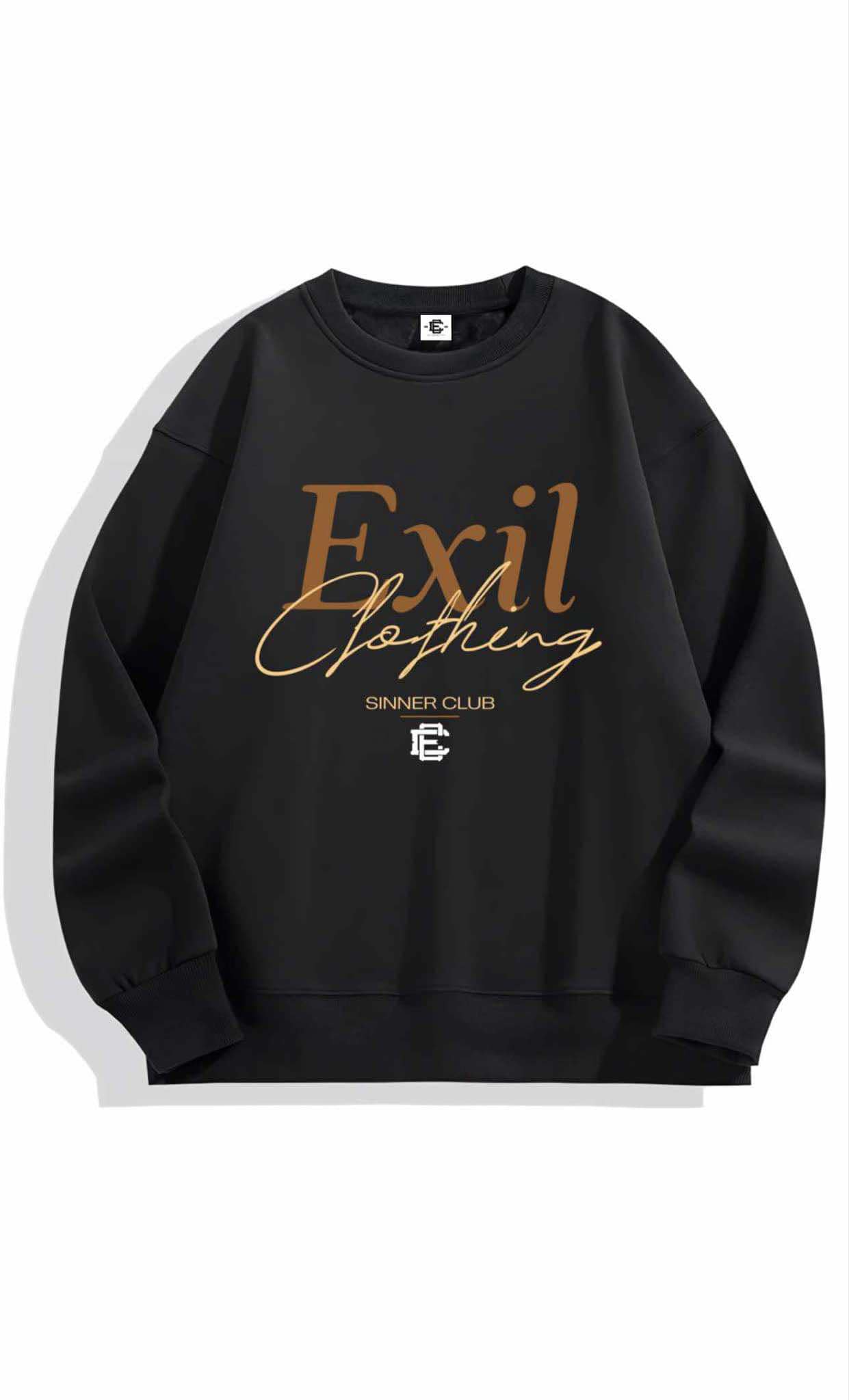 Crewneck Noir signature Brun