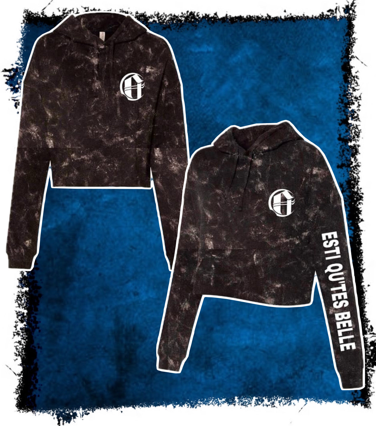 Crop Top Hoodie Acid Wash
