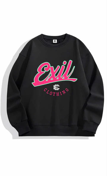 Crewneck Noir-Exil Rose