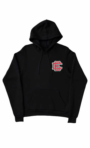 Hoodie Noir Logo Rose